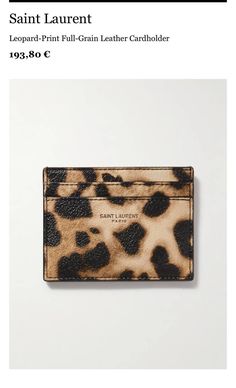 Cartier Panthere, Saint Laurent Paris, Mode Inspo, Essential Bag, Lifestyle Magazine, Star Girl, Card Holder Leather, Cheetah Print, Girly Things