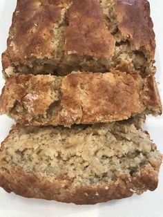 two loaves of banana bread sitting on top of each other