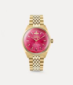 Made in England, the Lady Sydenham watch in gold-tone stainless steel features a textured pink dial and a seven-link metal jubilee bracelet. Pink Watch, Jewelry Essentials, Into The Future, Jewelry Lookbook, Girly Jewelry, The Lady, Jewelry Inspo, Dream Jewelry, Pretty Jewellery