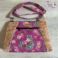 This is a fabulous Cross-body bag is made with a gorgeous interfaced cotton woven outer fabric with famous Mouse heads in floral and leopard, and an amazing metallic fuchsia cork.  It has an outside zipper pocket and also an inside zipper pocket.  Inside material is a waterproof canvas that can be wiped to clean.  It has a long, adjustable, detachable fabric strap. The bag measures approximately: 10.5" wide 7.5" tall 3" deep Please spot wipe to clean - do not immerse in water. All items in my sh Pink Crossbody Bag With Zipper Pouch, Pink Zipper Pouch Crossbody Shoulder Bag, Pink Crossbody Shoulder Bag With Zipper Pouch, Ladies Purse, Fabric Strap, Cat Friendly, Support Handmade, Cotton Weaving, Body Bag