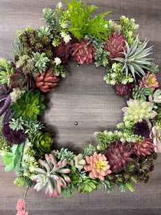 an arrangement of succulents arranged in a circle