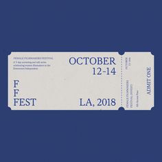 a ticket for the festival is shown in blue and white paper on a dark blue background