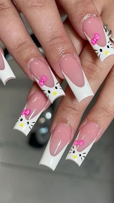 Kitty Nails, Nail Art For Beginners, Long Nail Designs, Casual Nails, Hello Kitty Nails, Classy Acrylic Nails, Acrylic Nails Coffin Pink, Cat Nails, Unique Acrylic Nails