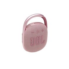 the jbl go 2 portable bluetooth speaker is pink and has a metal handle