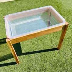 We call this sensory table our “Huge Outdoor!” This sensory table has been made with pine wood with hidden fasteners, then finished with Behr Premium waterproofing wood finish for outdoor and water sensory play. Each table may vary in color due to the nature of the wood. The table measures 30” x 19” can stand at any height from 18” to 27” tall. The plastic bin (included) is a 41qt clear storage bin with a plastic lid. Recommended Heights for standing use:18" - Ages under 221" - Ages 2 to 424" - Water Sensory Table, Water Sensory Play, Waterproofing Wood, Clear Storage Bins, Montessori Furniture, Clear Storage, Sensory Table, Plastic Bins, Home Catalogue