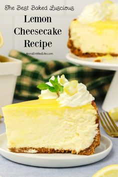 lemon cheesecake recipe on a white plate