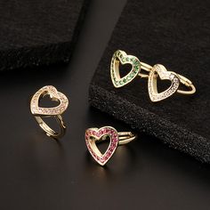 Color: A,B,C,D Size: Adjustable Opening Fashion Element: Love Heart/Heart Shape Style: Personality Multicolor Heart-shaped Ring For Gift, Heart-shaped Multicolor Promise Ring, Multicolor Heart Promise Ring For Valentine's Day, Multicolor Heart Ring For Valentine's Day, Multicolor Ring Jewelry For Valentine's Day, Valentine's Day Multicolor Ring Jewelry, Multicolor Heart Ring For Gift, Multicolor Heart-shaped Anniversary Ring, Multicolor Rings For Valentine's Day Anniversary