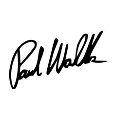 the word paul written in cursive writing on a white background with black ink