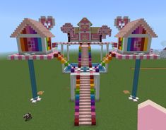 Minecraft Rainbow House, Rainbow Minecraft Builds, Minecraft Horse, Rainbow House, Minecraft Banners