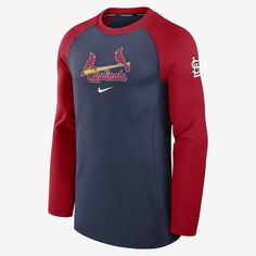 the st louis baseball team's nike long - sleeve tee is shown in blue and red