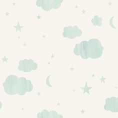 the sky with stars and clouds is painted in pastel blue on a white background