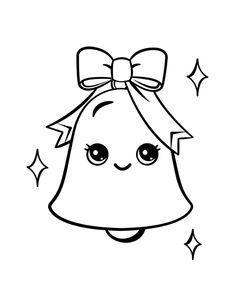 a cartoon bell with a bow on it's head and stars in the background