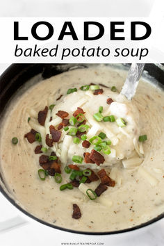 There's nothing better than enjoying a warm bowl of creamy loaded baked potato soup on a cold night – comfort food at its best! This recipe takes a classic soup to the next level. It's made with simple ingredients, packed with flavor, comes together easily in one pan and is done in 40 minutes! #soup #dinnerideas #dinner #dinnerrecipe Loaded Baked Potato, Loaded Baked Potato Soup, Baked Potato Soup, Loaded Baked Potatoes, Tasty Vegetarian Recipes, Healthy Dinner Recipes Chicken