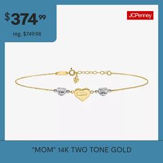 Features: Mom Jewelry, Quick ShipCircumference: 9 InchJewelry Closure: Spring Ring ClaspLink Construction: SolidShape: HeartMetal Color: Two ToneChain Length: 9 InchChain Width: 1 MillimetersChain Construction: RopeCare: Wipe CleanBracelet Type: Ankle BraceletsMetal: 14k Two Tone GoldCountry of Origin: Imported Yellow Gold Heart Bracelet For Mother's Day, Yellow Gold Heart Bracelet For Anniversary On Mother's Day, Heart Ankle Bracelet, Rope Heart, Mom Jewelry, Ankle Bracelet, Ankle Bracelets, Spring Rings, Two Tone