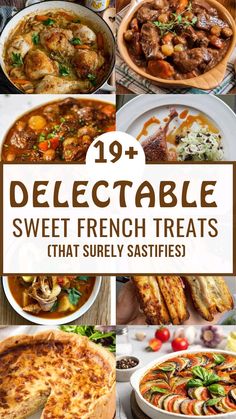 different types of food are shown with the words delectable sweet french treats that surely sat