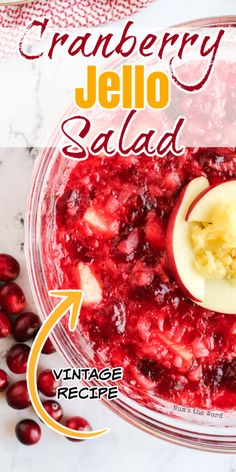 cranberry jello salad recipe in a glass bowl