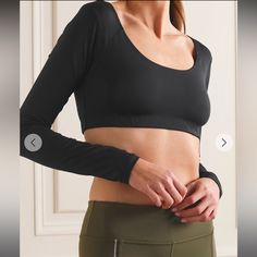 The Sculpt Long Sleeve Top From Outdoor Voices In The Color Green Nwt Super Comfy, Luxurious Fabric That Feels Like A Second Skin Gorgeous Green Color Red Longsleeve, Heather Moss, Free Crop Tops, The Color Green, Outdoor Voices, Crop Top Bra, Crop Top Shirts, Sleeveless Crop Top, Black Rib