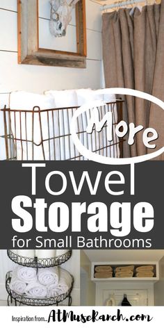 towel storage for small bathrooms with text overlay