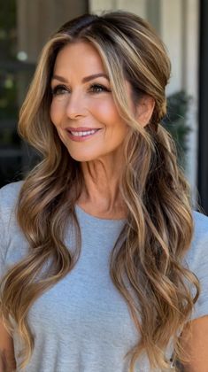 Stylish Long Hairstyles for Women Over 60 for Long Hair with Voluminous Waves 👱 Loose French Braid, Long Curly Bob, Long Blonde Curls, Crown Hairstyle, Haircut Highlights, 80's Hairstyle, Timeless Hairstyles, Voluminous Waves