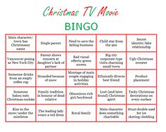 christmas tv movie bingo game with the words'christmas movies'in red and green