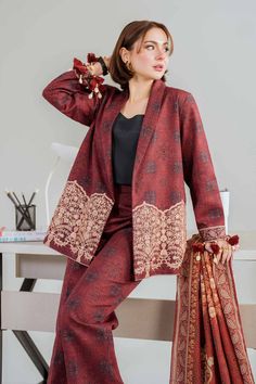 Brand: NishatCollection: Nishat Any Day Winter Unstitched CollectionFabric: Khaddar DESIGN DETAILS: SHIRTPrinted Khaddar Shirt: 3 MeterEmbroidered BorderFabric: KhaddarColor: Maroon SHAWLDigital Printed Blended Shawl: 2.5 MeterFabric: BlendedColor: Maroon DISCLAIMER:* Lining, Laces, and Tassels are not included in unstitched variants.* Embellishment items in stitched outfits are subject to market availability.* The actual colors of the outfit may vary from the colors being displayed on your device. CARE INSTRUCTIONS: Extra Fabric Has Been Used For Shoot Original Color May Vary Slightly From The Picture Dry Clean Recommended Iron The Clothes At Moderate Temperature Do Not Use Bleach, Or Stain Removing Chemicals Damp Fabric Should Not Be Exposed To Sunlight Nishat Any Day Winter Unstitched C Fall Long Sleeve Sets With Intricate Embroidery, Fall Sets With Intricate Embroidery And Long Sleeves, Traditional Embroidered Fall Sets, Traditional Long Sleeve Sets For Fall, Formal Sets With Resham Embroidery For Fall, Formal Embroidered Sets For Fall, Intricate Embroidery Festive Sets For Fall, Festive Sets With Intricate Embroidery For Fall, Festive Fall Sets With Intricate Embroidery