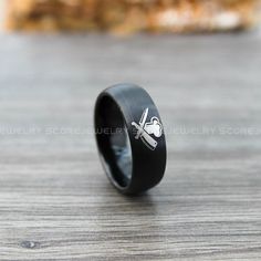 Chef Ring, Chef Knife Ring, Chef Jewelry, Culinary Ring, Butcher Ring, BBQ Ring, Black Tungsten Ring Knife Ring, Olive Jewelry, Olive Branch Ring, Black Tungsten Rings, Tungsten Carbide Wedding Bands, Branch Ring, Black Tungsten, Tungsten Carbide Rings, Hard Metal