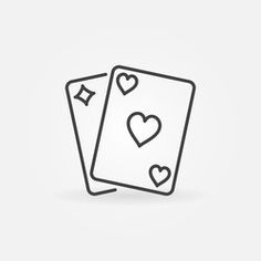 two playing cards with hearts drawn on them, one is black and the other is white