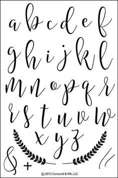 the alphabet and numbers are handwritten in cursive writing