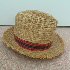 Brand New Red Straw Hat For Spring, Red Spring Vacation Hat, Red Casual Summer Hats, Red Hats For Spring Vacation, Red Straw Hat For Summer Vacation, Casual Red Straw Hat For Beach, Casual Red Straw Hat For The Beach, Casual Red Adjustable Straw Hat, Casual Red Sun Hat For Beach