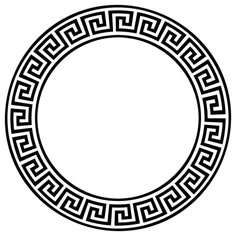 an ancient greek circle ornament in black and white