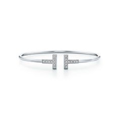 Tiffany And Co Bracelet, Tiffany Diamond, Tiffany T, Tiffany Bracelets, Tiffany Jewelry, Cuff Bangle Bracelet, White Gold Bracelet, Tiffany And Co, Wire Bracelet