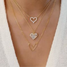 3 Pieces/ Set Heart Design Shiny Rhinestone Inlaid Pendant Necklace Trendy & Unique Jewelry & Accessories Glam Rhinestone Heart Design Pendant Layered Necklace Perfect For Valentine's Day Gift Suitable To Wear For Any Occasion Valentine's Day Gold Rhinestone Necklace, Cubic Zirconia Rhinestone Necklace For Valentine's Day, Heart-shaped Rhinestone Necklace As Gift, Gold Crystal Rhinestone Necklace For Valentine's Day, Heart-shaped Rhinestone Necklace For Gift, Valentine's Day Anniversary Rhinestone Necklace, Valentine's Day Gold Crystal Rhinestone Necklace, Crystal Heart Necklace With Clavicle Chain, Gold Heart Pendant Necklace With Rhinestones