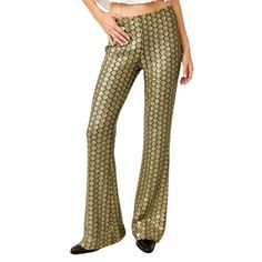 Free People Wilder Days Sequin Flare Pants In Rocker Olive. Size 0 Brand New With Tags. **Runs Big!!!! Can Fit Size Small Stretchy Material The Perfect Touch Of Shine, These Need-Now Novelty Flares Will Turn Heads With Every Wear. Fit: Mid-Rise, True Flare Silhouettefeatures: Pull-On Design, Sequin Embellishments Throughout, Mesh Overlay. Classic With A Billowy Blouse Or Off-Duty With A Simple Tee, This Pair Is Perfect From The Dancefloor To The City Street. Sequin Flare Pants, Circular Pattern, Simple Tees, Flare Leg Pants, Mesh Overlay, City Street, Flared Pants, 70s Inspired, Olive Color