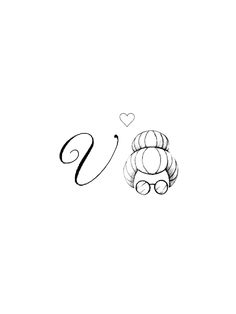 a drawing of a woman's head with glasses and a heart on her forehead