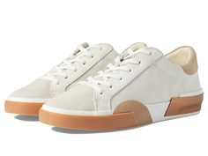 Dolce Vita Zina - Women's Shoes : White/Tan Leather : Meet your new favorite fashion sneaker. Zina's low top silhouette is retro in all the right ways, with a cool color-blocked motif that brings it into the modern day. We'll be wearing these on repeat all season long. Leather upper. Synthetic insole and breathable leather and textile lining. Padded collar. Lace-up closure. Round toe silhouette. Rubber outsole. Imported. Measurements: Weight: 12 oz Product measurements were taken using size 9, w Dolce Vita Notice Sneakers Outfit, Zina Sneakers, Dolce Vita Zina Sneakers, Dolce Vita Platform Sneakers, Cream Dolce Vita Boots, Dolce Vita Navene Boot, Stitch Fix Stylist, Shoes White, On Repeat