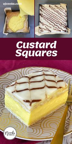 this is an image of custard squares cake