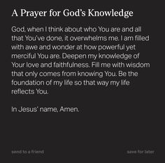 a prayer for god's knowledge