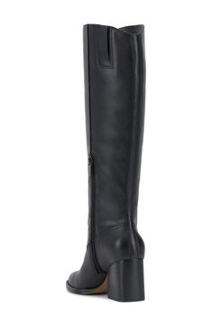 Smooth, polished leather forms the upper of this knee-high boot set atop a slightly curved block heel. 2 3/4" heel 15 1/4" shaft; 14 1/2" regular calf circumference 15 1/4" shaft; 16" wide calf circumference 15 1/4" shaft; 17" extra-wide calf circumference Leather upper/synthetic lining/rubber sole Imported Classic Wide Calf Mid-calf Boots With Stacked Heel, Sleek Wide Calf Boots With Stacked Heel, Sleek Wide Calf Heeled Boots With High Shaft, Elegant Wide Calf Tall Boots, Wide Calf Knee-high Boots With Stacked Heel For Work, Classic Wide Calf Boots With Block Heel, Wide Calf High Shaft Heeled Boots For Work, Classic Wide Calf Mid-calf Boots With Block Heel, Wide Calf High Shaft Boots For Office