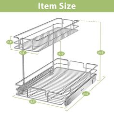 the bottom shelf is labeled with measurements for each item