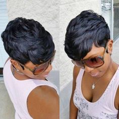 Short Side Bangs, Black Pixie, Short Hairdos, Short Sassy Hair, Sassy Hair, Pixie Cut Wig, Fringe Hairstyles, Short Black Hairstyles