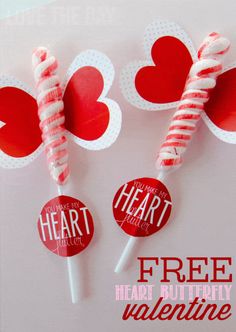 valentine's day lollipops with free printable stickers on them