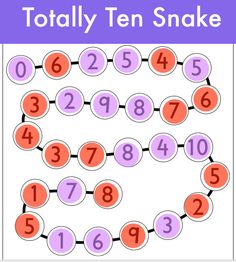 an image of a snake with numbers on it and the words, totally ten snake