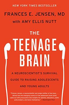 an orange book cover with headphones on it and the title, the teenage brain