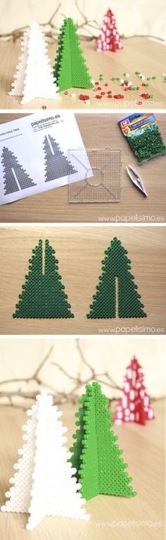 the instructions for how to make a christmas tree out of legos are shown here