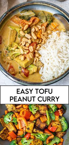 Easy Tofu Peanut Curry Tahini Tofu Recipe, Tahini Tofu, Thai Peanut Curry, Firm Tofu Recipes, Tofu Peanut, Eat Thai, Peanut Curry, Tofu Recipes Vegan