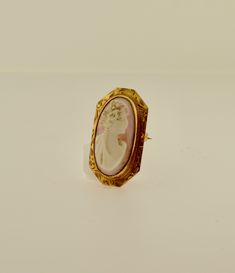 10K yellow gold 1 x 0.5 inch elongated oval shell cameo brooch Fancy Lady, Elongated Oval, Gold Brooch, Cameo Brooch, Gold Brooches, Two Tone, Gemstone Rings, Shells, Sparkle