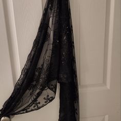 Very Pretty Lace Shawl With Fringe Edges. Black. One Size Fits Most. New, Never Worn. Lace Shawl, Scarf Wrap, Scarf Accessory, Shawl, Women Accessories, Lace, Women Shopping, Black, Color