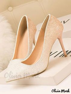 Olivia Mark - Exquisitos tacones de aguja de lentejuelas rosas y doradas con puntera en punta - Perfectos para fiestas de noche Silver Platform Heels, Prom Pumps, Street Wear Style, Boots For Short Women, T Strap Heels, Estilo Chic, Pointed Heels, Platform Heels Chunky, Chunky Heels Sandals