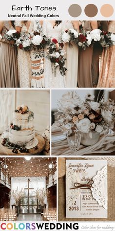 the wedding color palette is earth tones