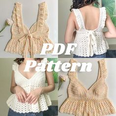 crochet top pattern for women with bow back